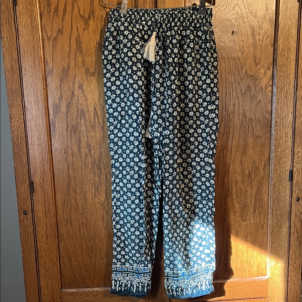 Natalie Martin Navy and Cream Floral Pants